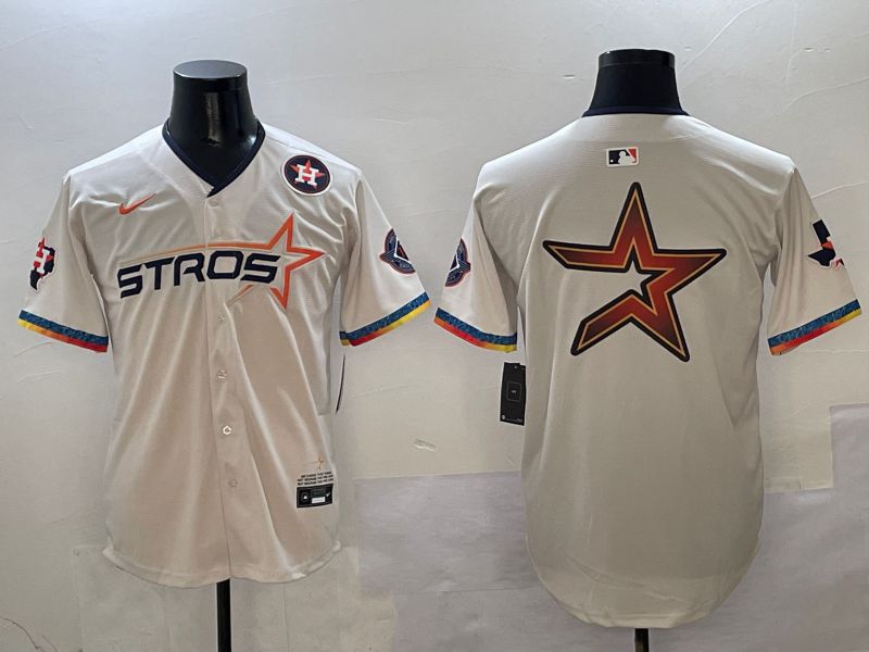 Men Houston Astros Blank Cream Fourth generation Joint Name 2025 Nike MLB Jersey style 4147